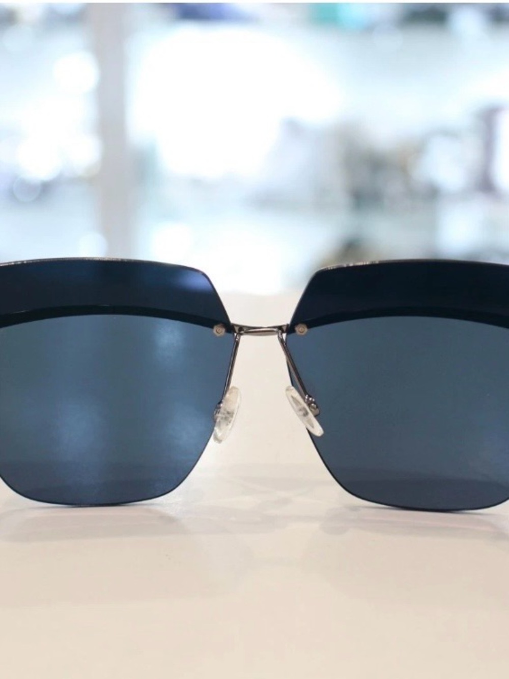 Dior Rimless Sunglasses in Dark Blue and Silver-Tone